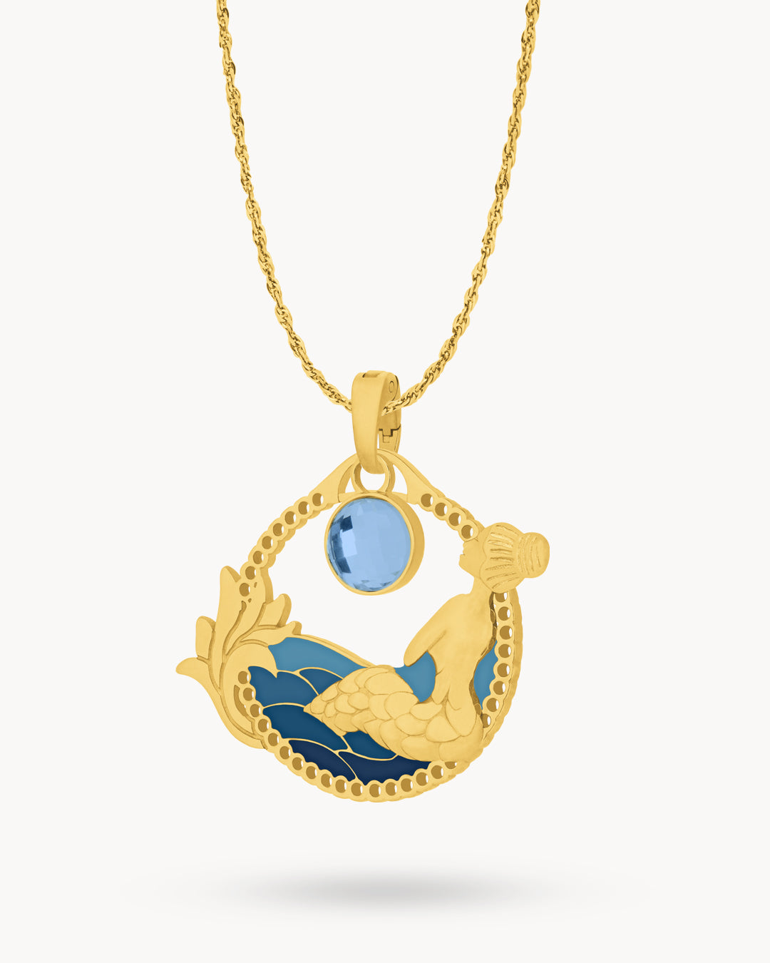 December Mermaid Shimmer Birthstone Necklace Set, Gold