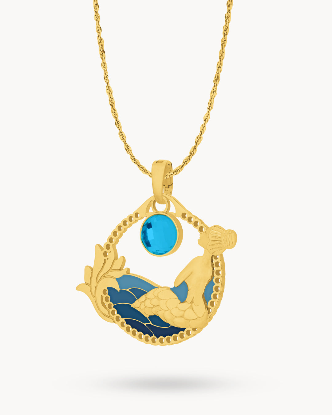 September Mermaid Shimmer Birthstone Necklace Set, Gold