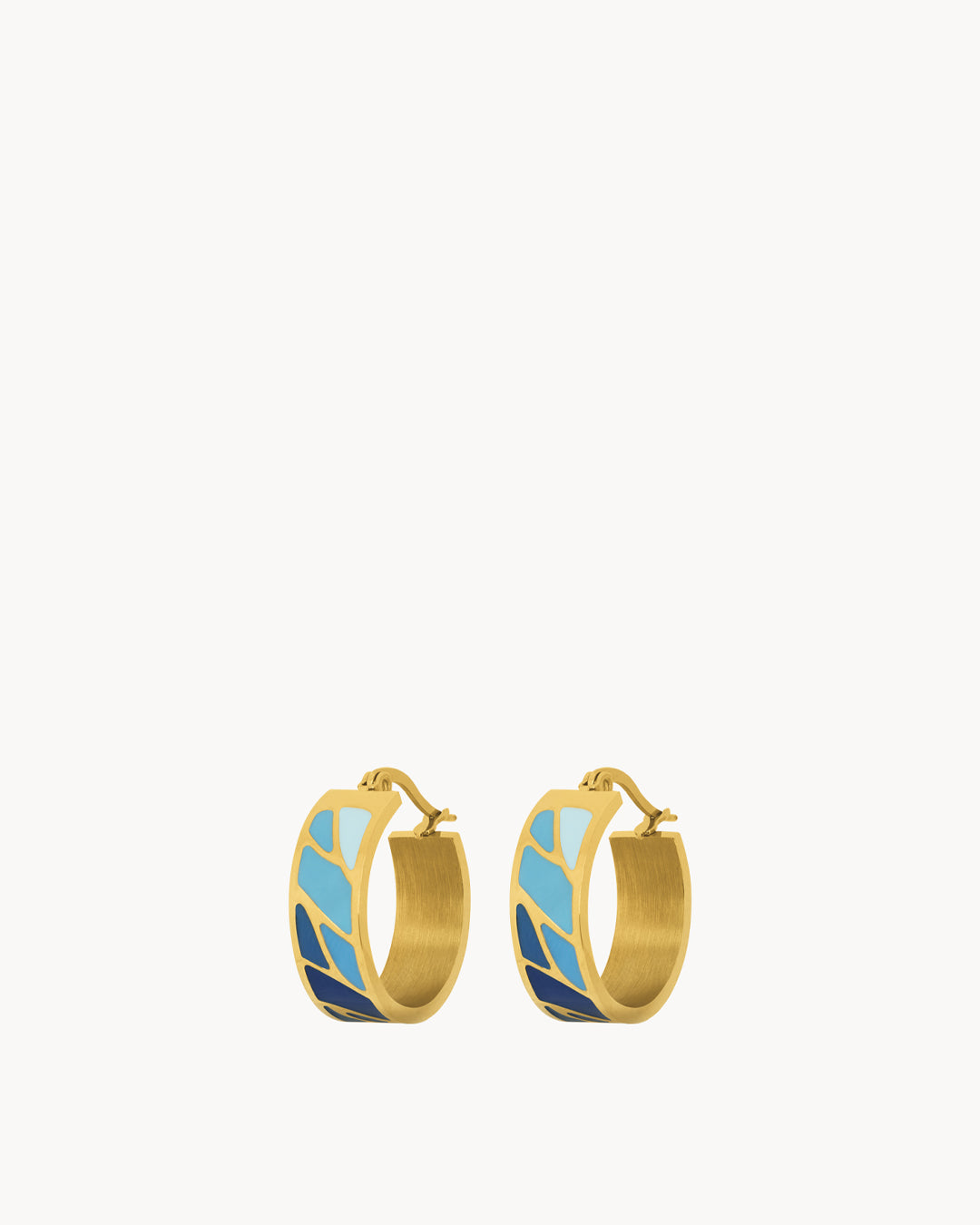 Μπλε σκουλαρίκια κρίκου Grotto, χρυσό