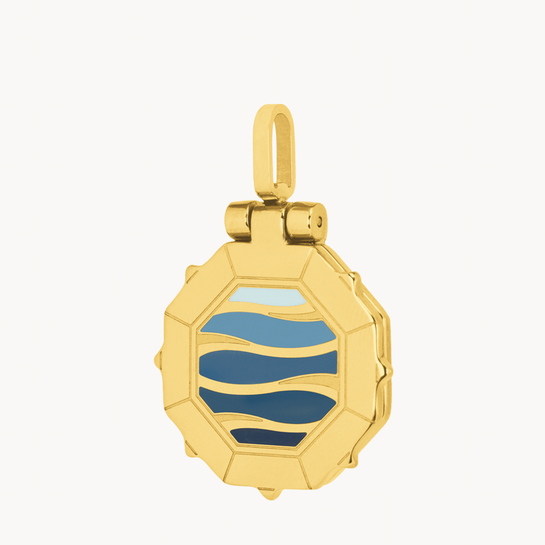 Blue Grotto Engraveable Locket Pendant, Gold