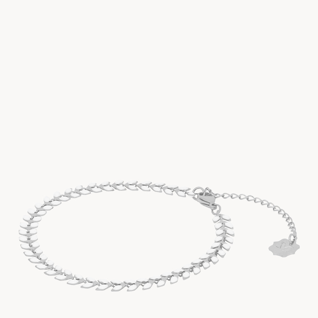 White Arrow Anklet, Silver