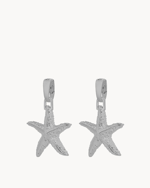 Pendentif étoile de mer rayonnante, pendentifs de boucle d'oreille en argent