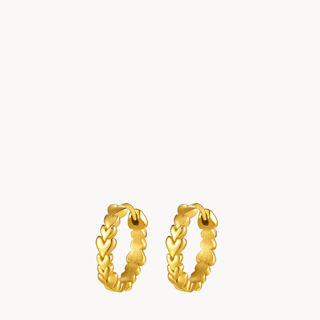 Love Heart Huggies Hoop Earrings