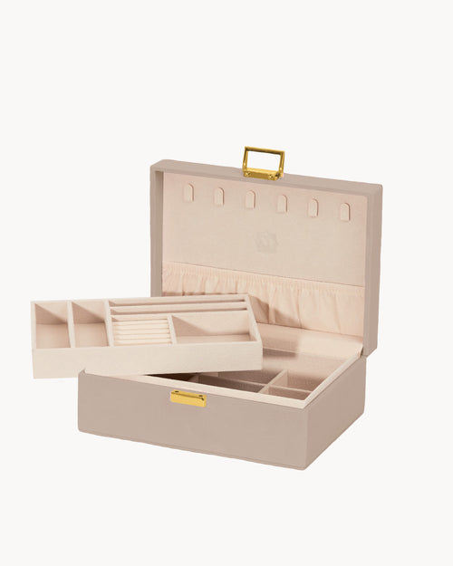 Taupe Velvet Jewellery Box