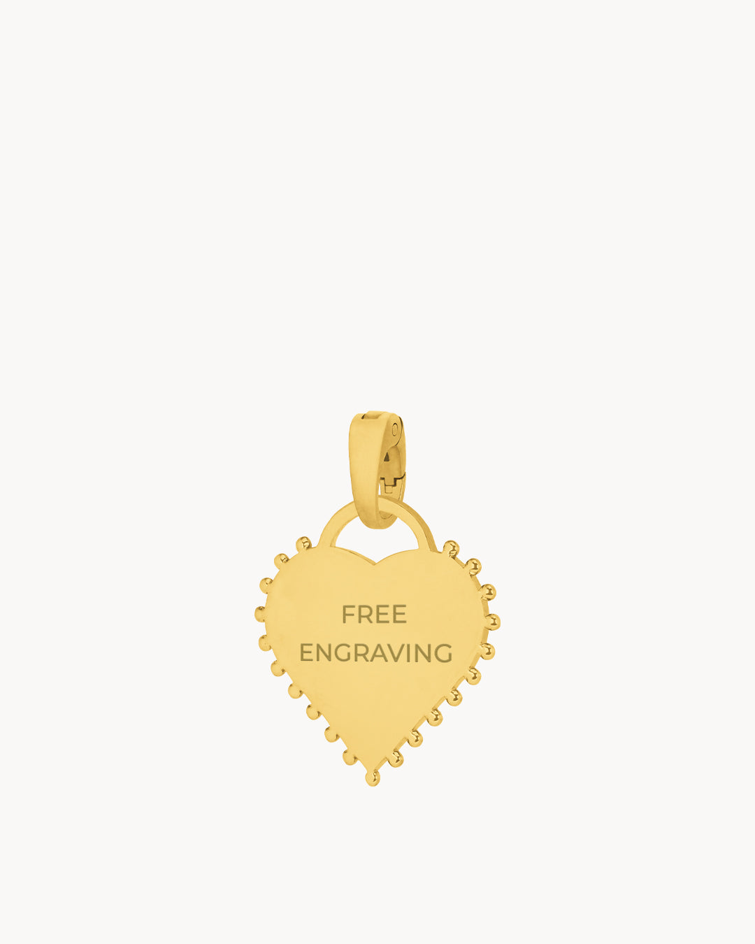 Nanna Studded Heart Engraved Pendant, Gold