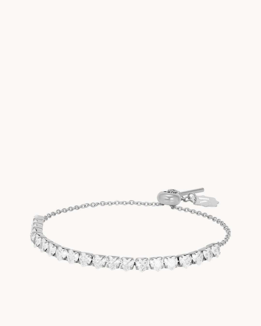 White Heart Starlight Silver Adjustable Bracelet