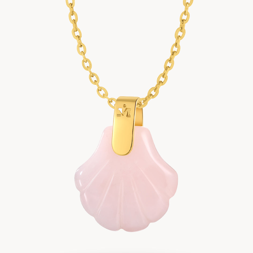 Pink Quartz Seashell Necklace Set