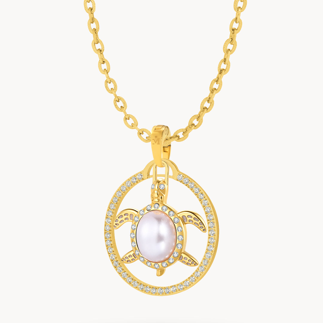 Timeless Pearl Turtle Halo Necklace Set