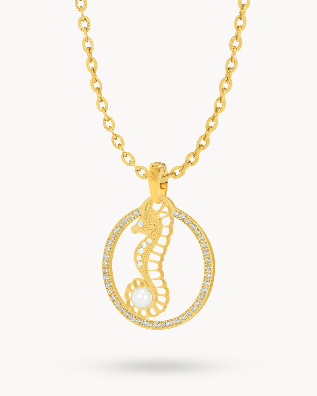 Timeless Pearl Seahorse Halo Necklace Set