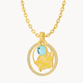 March Birth Flower Halo Birthstone Necklace Set
