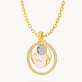 June Birth Flower Halo Birthstone Necklace Set