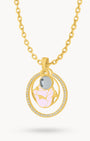 June Birth Flower Halo Birthstone Necklace Set