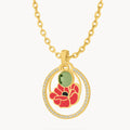 August Birth Flower Halo Birthstone Necklace Set