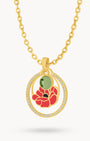 August Birth Flower Halo Birthstone Necklace Set