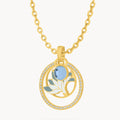 December Birth Flower Halo Birthstone Necklace Set