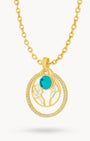 May Birth Flower Halo Birthstone Necklace Set