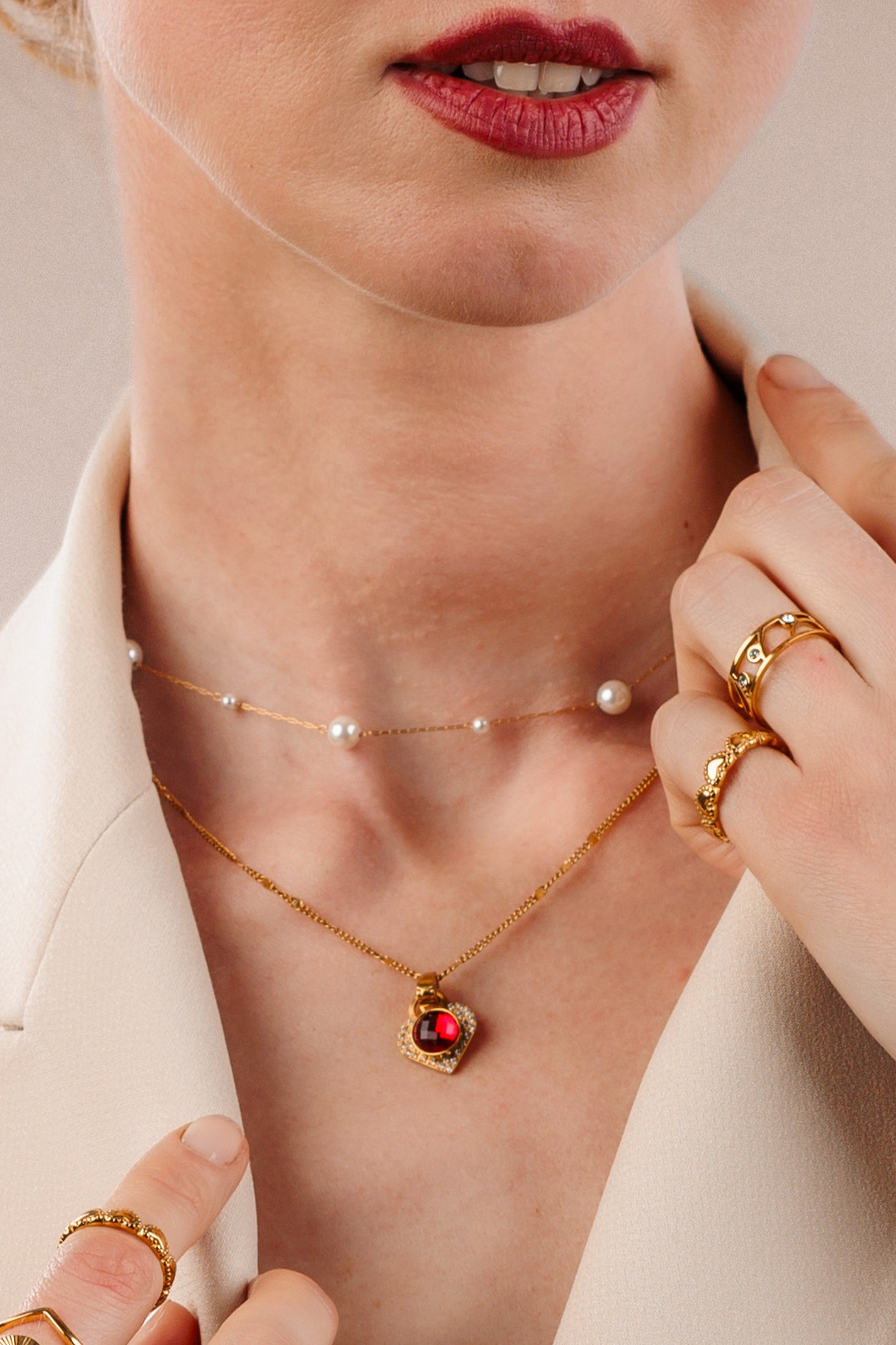 February Birthstone Devotion Starlight Heart Dainty Halo Necklace Set