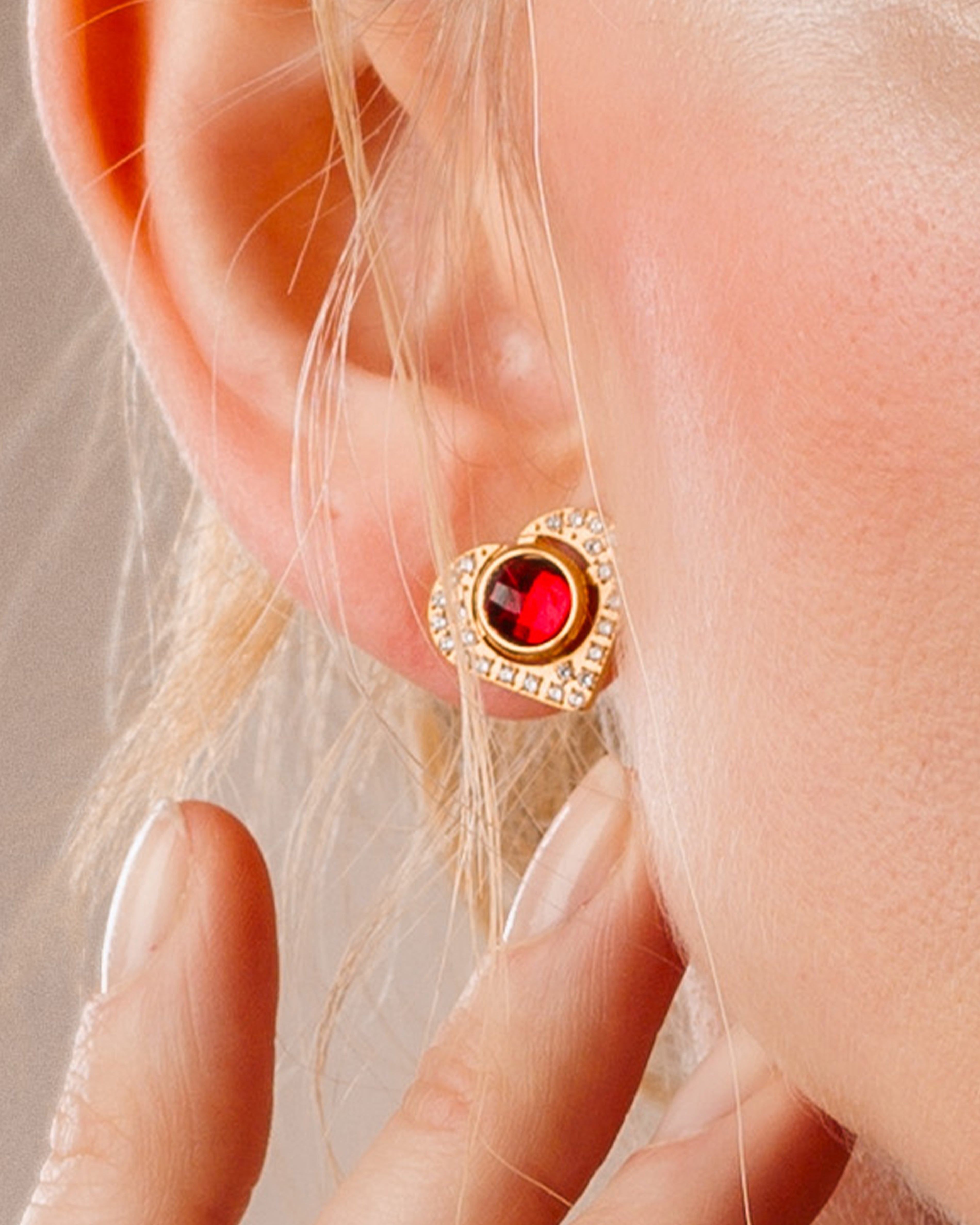Starlight Heart Dainty Halo Stud Earrings