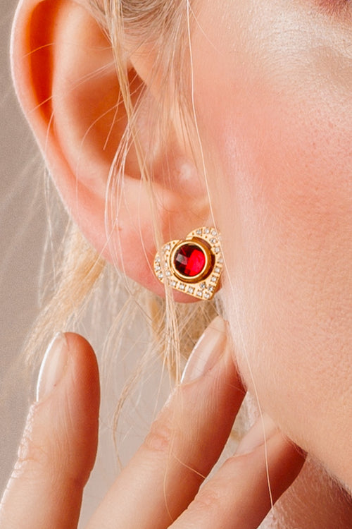 Starlight Heart Dainty Halo Stud Earrings