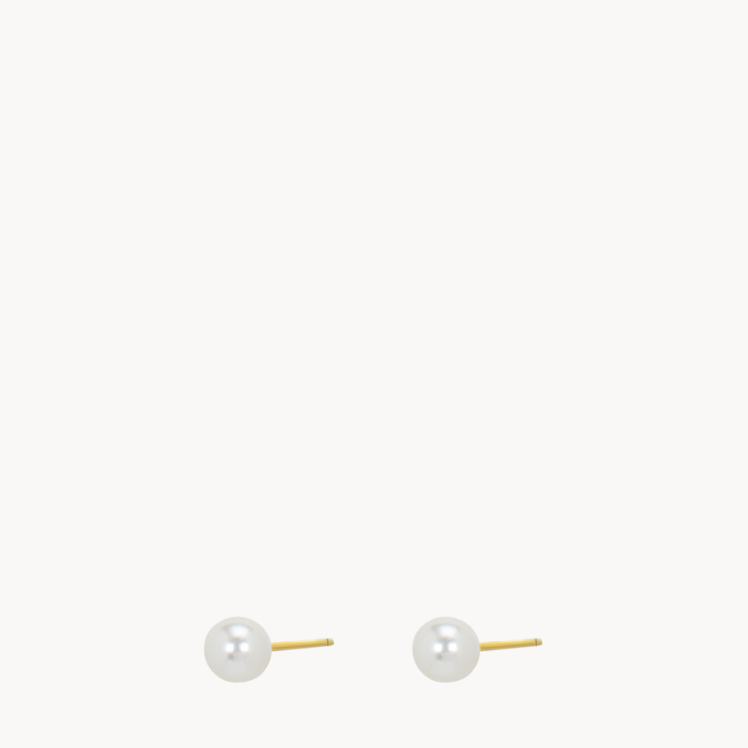 Timeless Pearl Stud Earrings, Gold