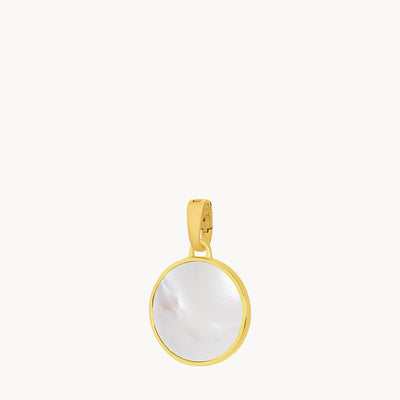 Protection Stone Mother Pearl Dainty Statement Pendant, Gold