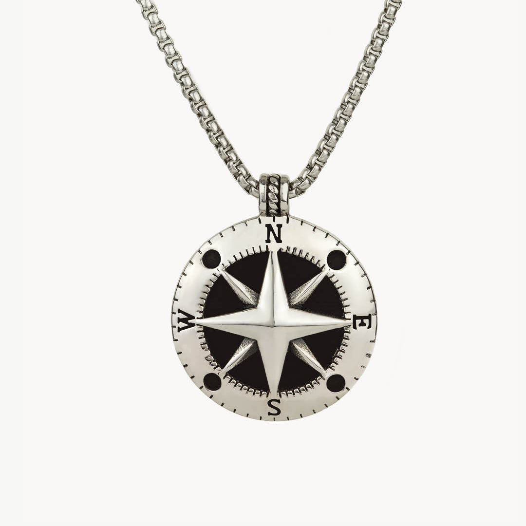 Compass Necklace, Silver