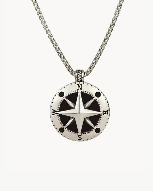 Compass Necklace, Silver