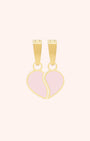 Pink Broken Heart Twin Pendants, Gold
