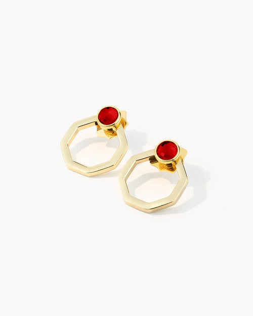 January Birthstone Passion Octagon Ħabbata Earring Set, Gold