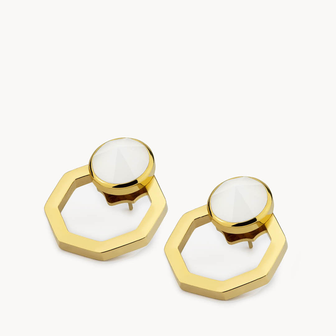 Faith Octagon Ħabbata Earring Set, Gold