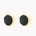 Power Stone Black Cateye Ħabbata Stud Earrings, Gold