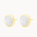 Faith Stone White Cateye Ħabbata Stud Earrings, Gold