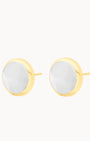 Faith Stone White Cateye Ħabbata Stud Earrings, Gold
