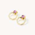 February Birthstone Devotion Octagon Ħabbata Earring Set, Gold