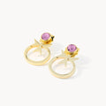 February Birthstone Devotion Maltese Cross Ħabbata Earring Set, Gold