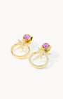 February Birthstone Devotion Maltese Cross Ħabbata Earring Set, Gold