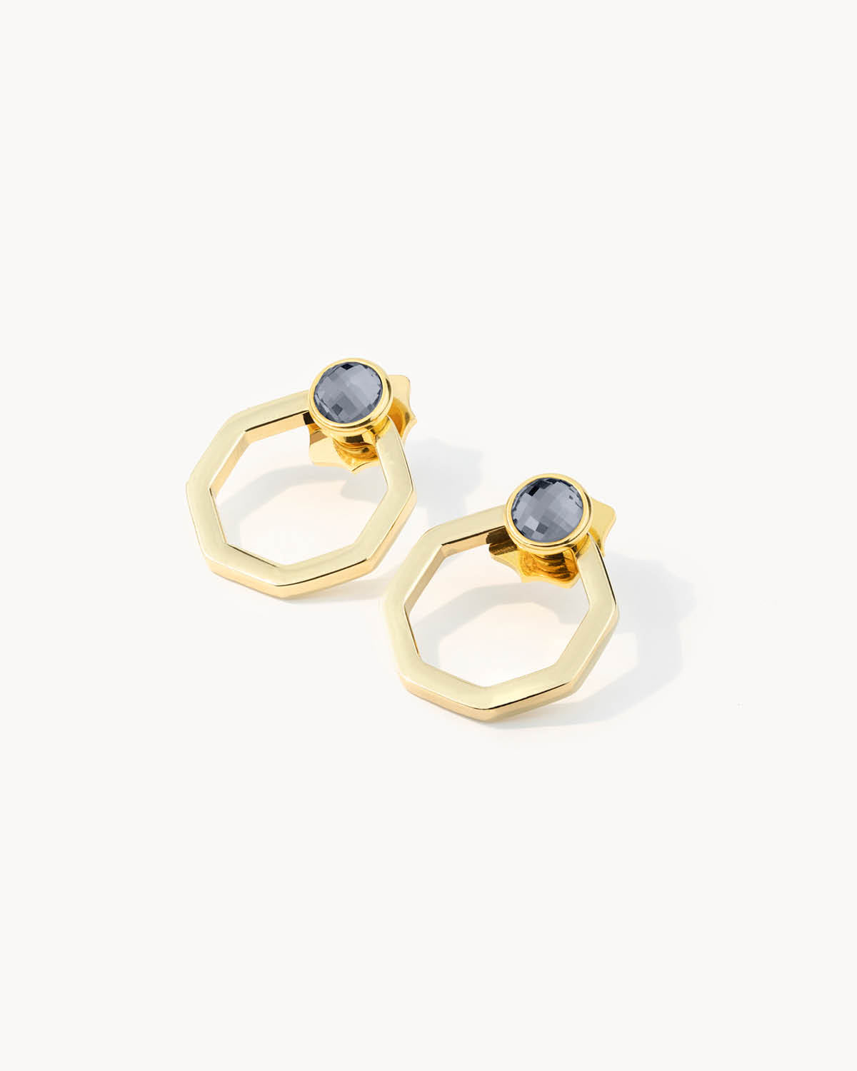 Birthstone Octagon Ħabbata Earring Set, Gold