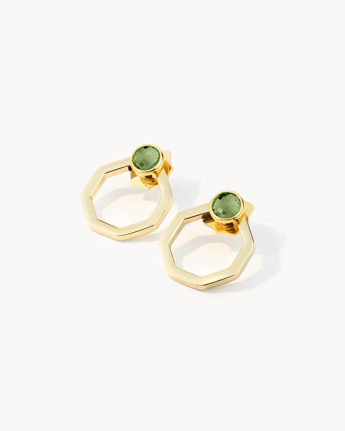 Birthstone Octagon Ħabbata Earring Set, Gold