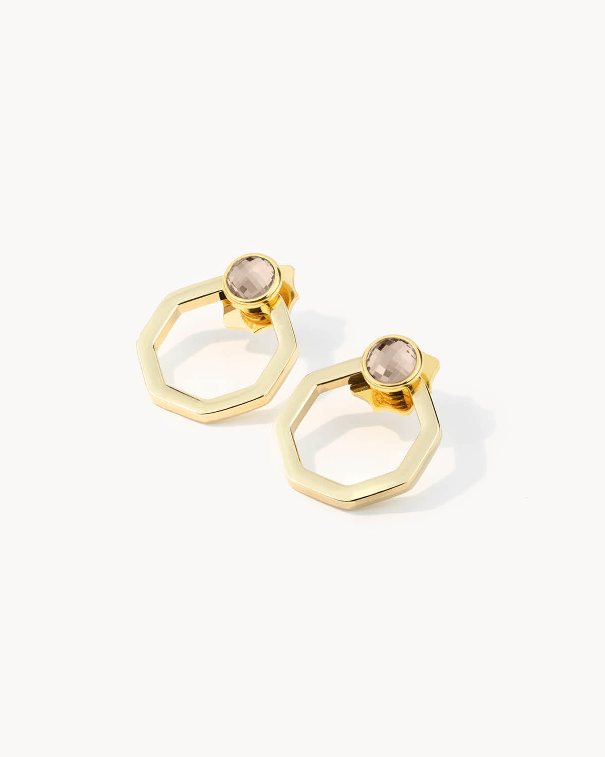 Birthstone Octagon Ħabbata Earring Set, Gold