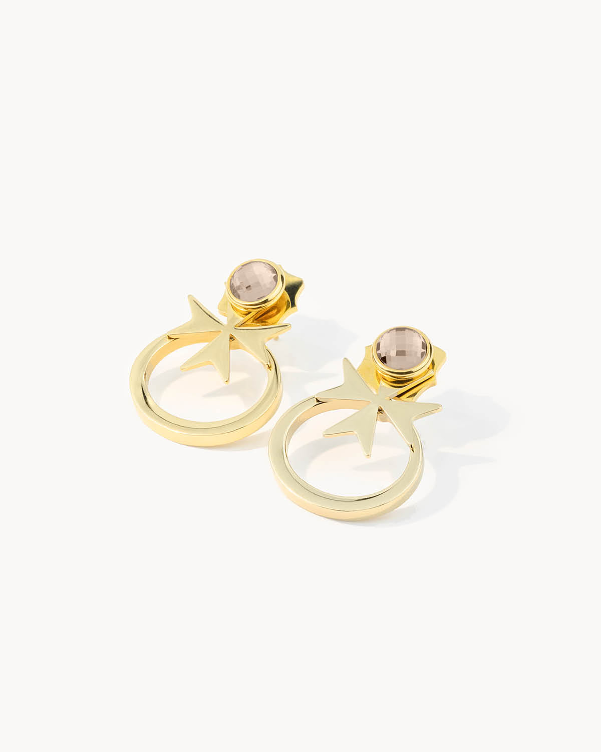 October Birthstone Love Maltese Cross  Ħabbata Earring Set, Gold