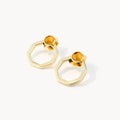 November Birthstone Happiness Octagon Ħabbata Earring Set, Gold