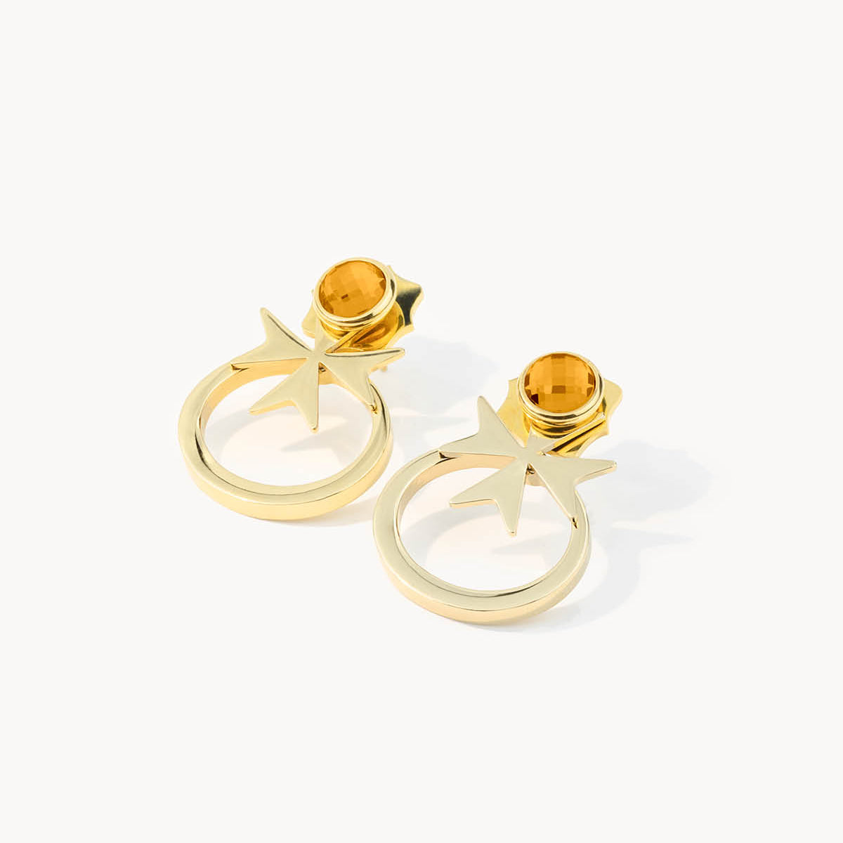 November Birthstone Happiness Maltese Cross  Ħabbata Earring Set, Gold