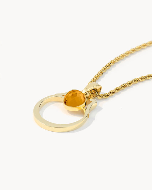 Birthstone Classic Ħabbata Necklace Set, Gold