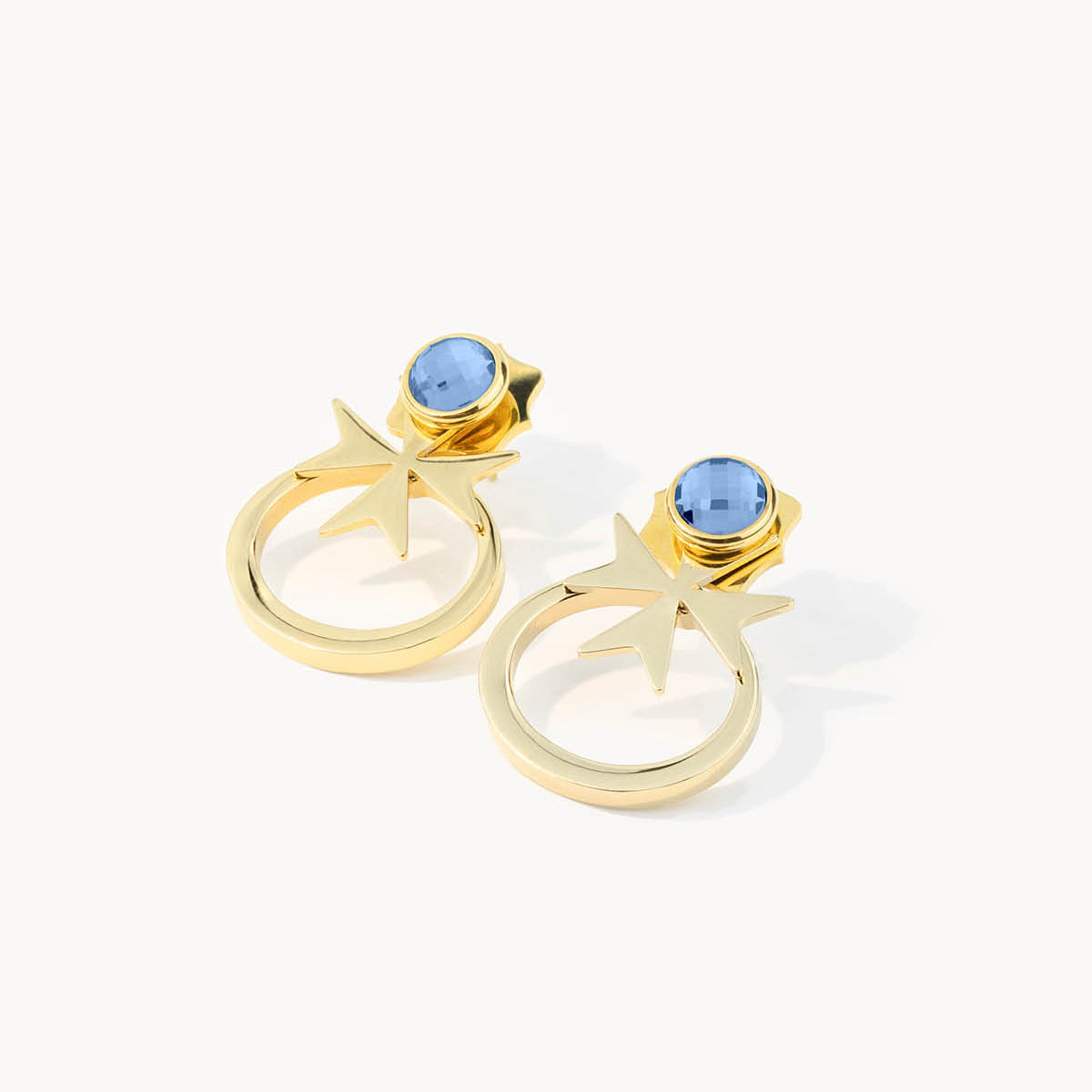 December Birthstone Uniqueness Maltese Cross  Ħabbata Earring Set, Gold