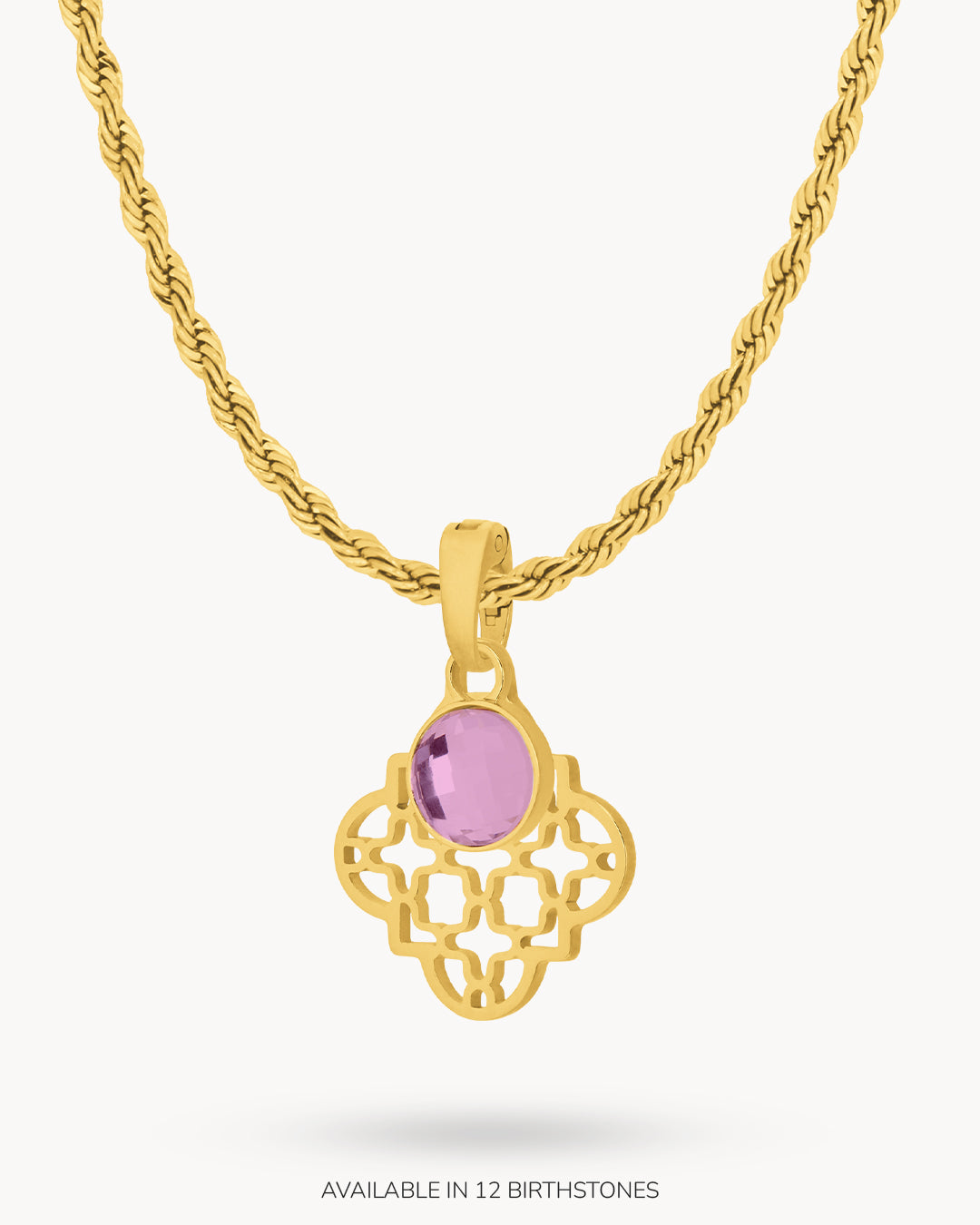 February Heritage Window Birthstone Necklace, Gold