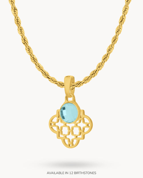 March Heritage Window Birthstone Necklace, Gold
