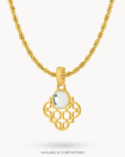 April Heritage Window Birthstone Necklace, Gold