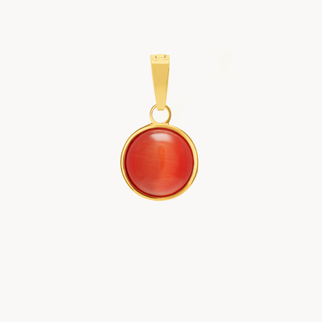 Red Signature Cateye Pendant, Gold