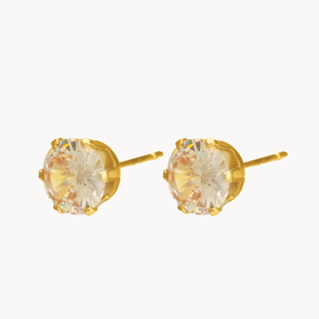 Champagne Zirconia Studs, Gold
