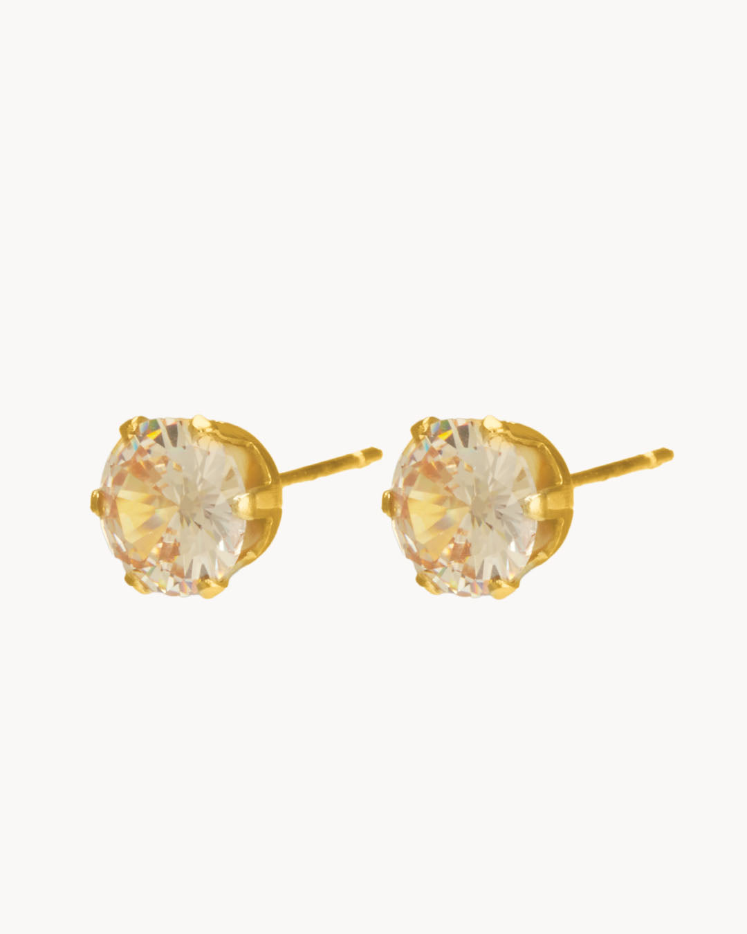 Champagne Zirconia Studs, Gold